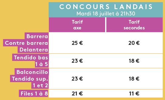 image : Grille tarifaire Concours Landais Madeleine 2022 - Mont de Marsan