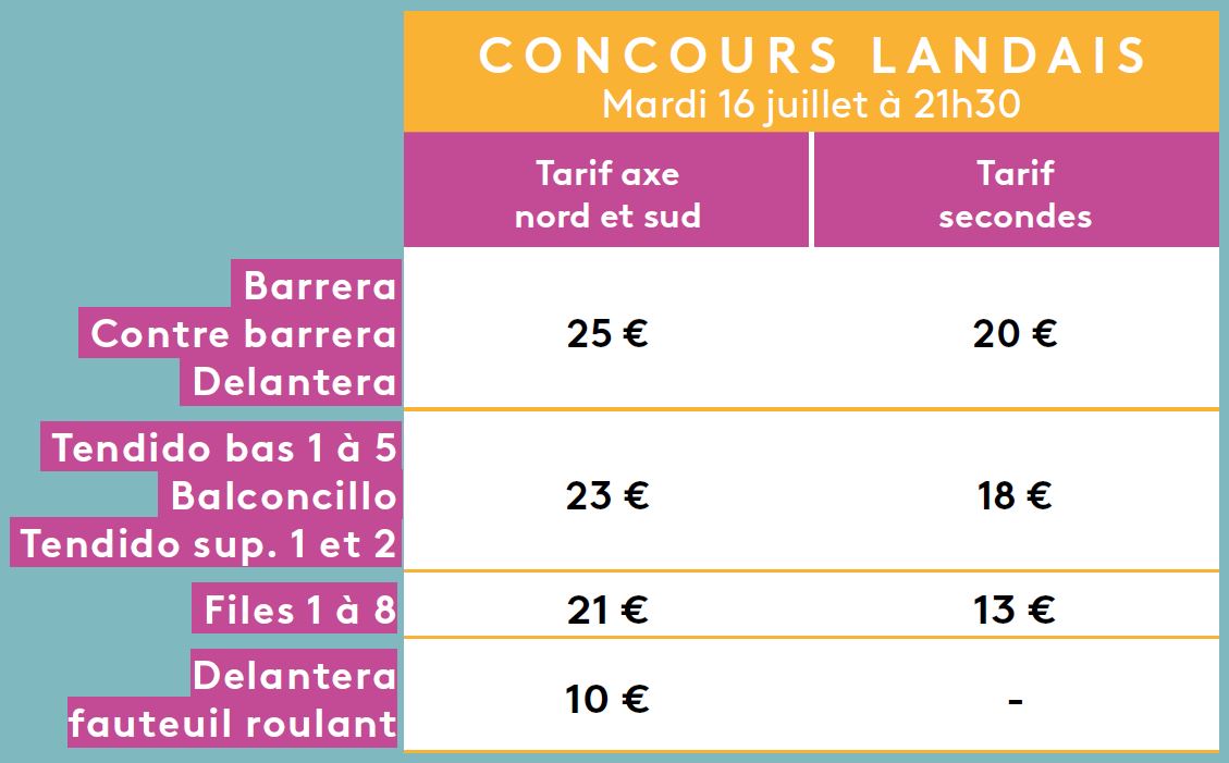 image : Grille tarifaire Concours Landais Madeleine 2024 - Mont de Marsan
